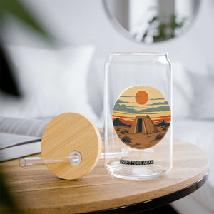 Vintage Monument Valley Landscape Glass Can Desert Hogan Home Art