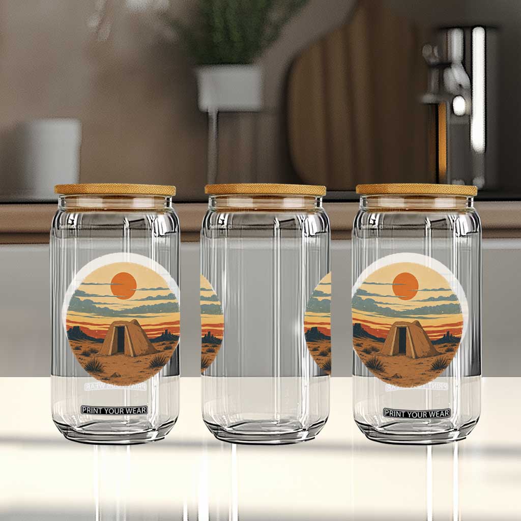 Vintage Monument Valley Landscape Glass Can Desert Hogan Home Art