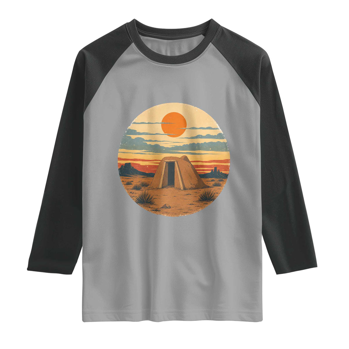 Vintage Monument Valley Landscape Raglan Shirt Desert Hogan Home Art