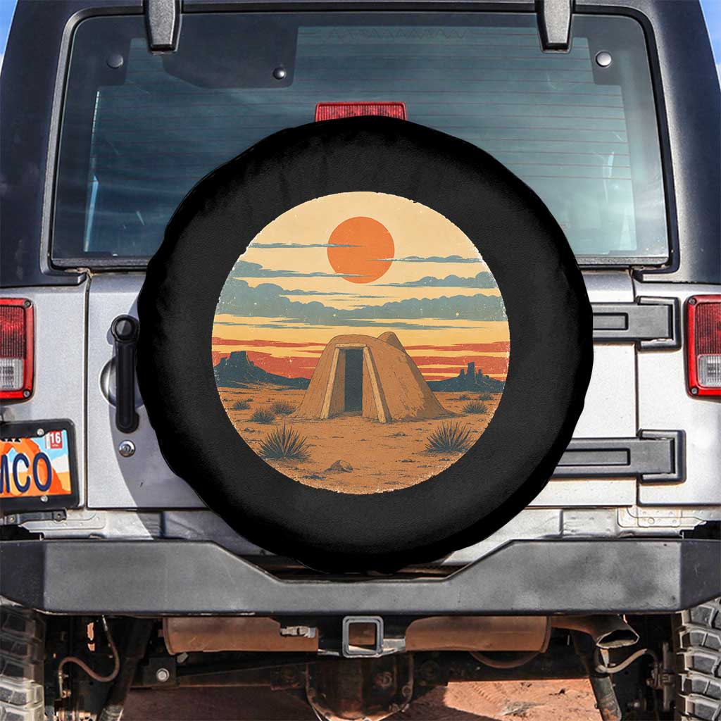 Vintage Monument Valley Landscape Spare Tire Cover Desert Hogan Home Art TS12 No hole Black Print Your Wear