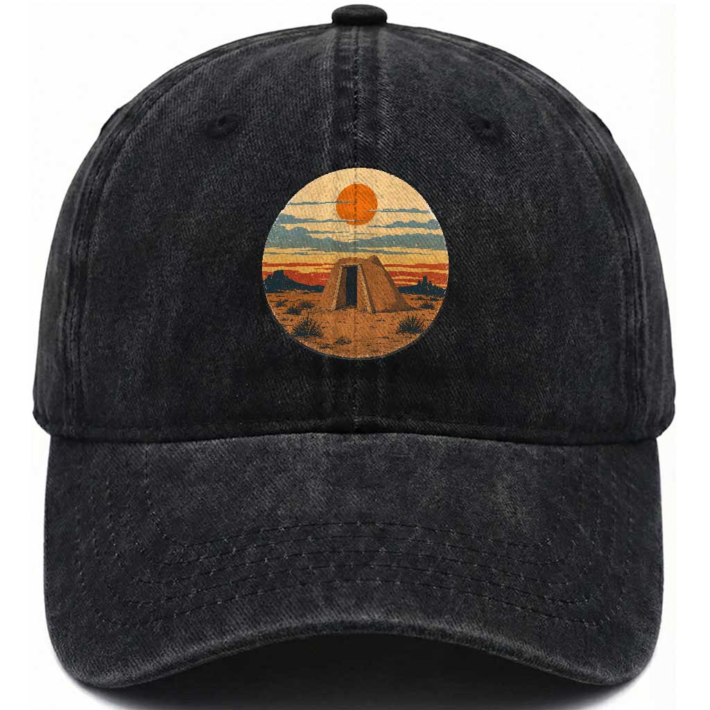 Vintage Monument Valley Landscape Washed Cotton Baseball Cap Desert Hogan Home Art TS12 Print Your Wear