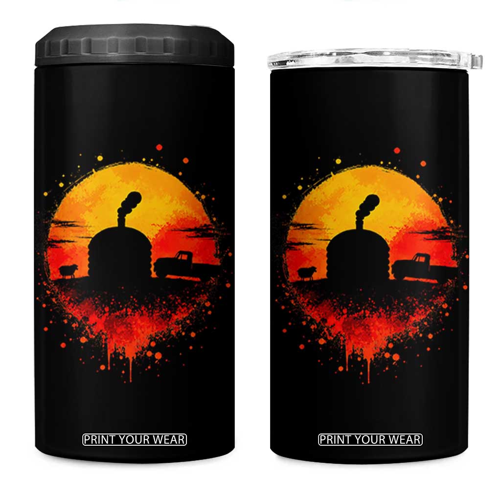 Vintage Sunset Hogan Home 4 in 1 Can Cooler Tumbler Sheep Truck Circular Watercolor Splatter Art TS12 One Size: 16 oz Black Print Your Wear