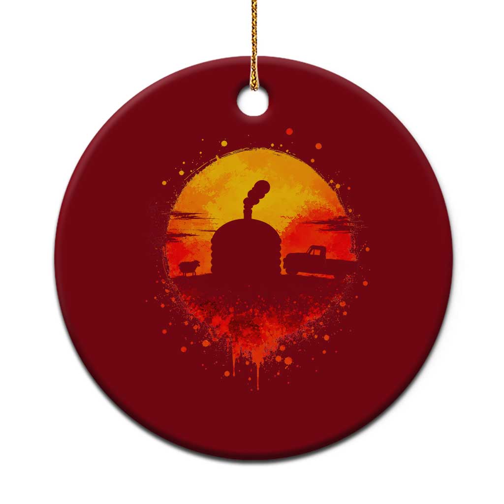 Vintage Sunset Hogan Home Ceramic Ornament Sheep Truck Circular Watercolor Splatter Art TS12 1pc Red Print Your Wear