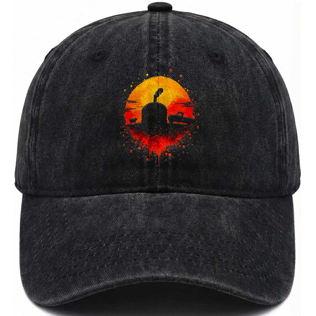 Vintage Sunset Hogan Home Washed Cotton Baseball Cap Sheep Truck Circular Watercolor Splatter Art TS12 Print Your Wear