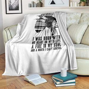 Native American Heritage Pride Gift Throw Blanket I Am A Cherokee Born With Heart On My Sleeve