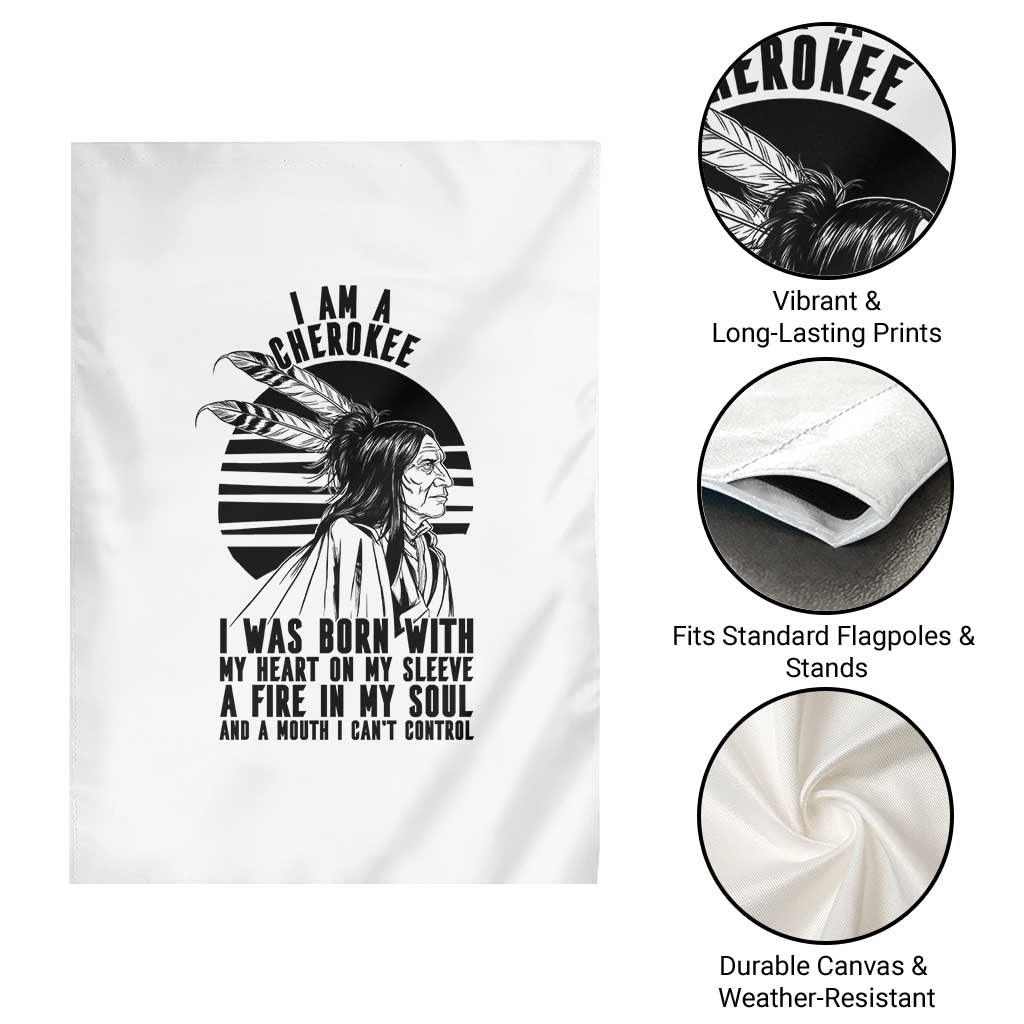 Native American Heritage Pride Gift Garden Flag I Am A Cherokee Born With Heart On My Sleeve
