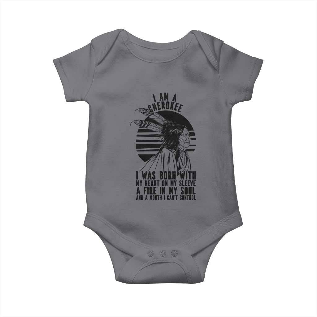Native American Heritage Pride Gift Baby Onesie I Am A Cherokee Born With Heart On My Sleeve