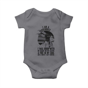 Native American Heritage Pride Gift Baby Onesie I Am A Cherokee Born With Heart On My Sleeve