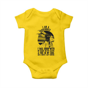 Native American Heritage Pride Gift Baby Onesie I Am A Cherokee Born With Heart On My Sleeve