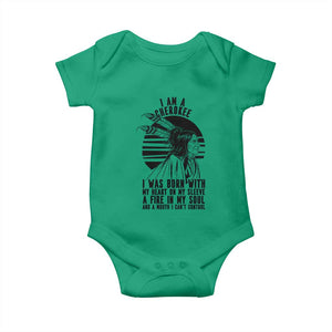 Native American Heritage Pride Gift Baby Onesie I Am A Cherokee Born With Heart On My Sleeve
