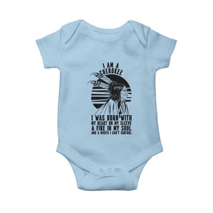 Native American Heritage Pride Gift Baby Onesie I Am A Cherokee Born With Heart On My Sleeve