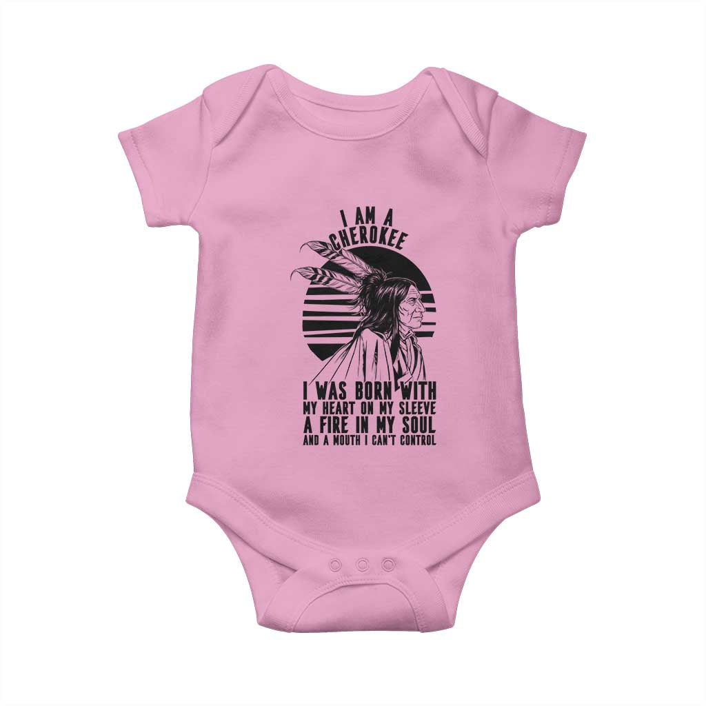 Native American Heritage Pride Gift Baby Onesie I Am A Cherokee Born With Heart On My Sleeve