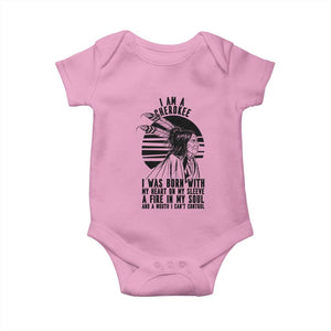 Native American Heritage Pride Gift Baby Onesie I Am A Cherokee Born With Heart On My Sleeve