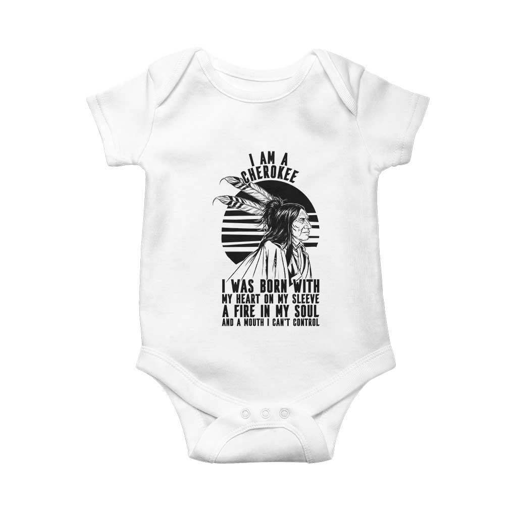 Native American Heritage Pride Gift Baby Onesie I Am A Cherokee Born With Heart On My Sleeve