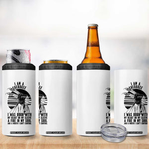 Native American Heritage Pride Gift 4 in 1 Can Cooler Tumbler I Am A Cherokee Born With Heart On My Sleeve