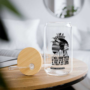 Native American Heritage Pride Gift Glass Can I Am A Cherokee Born With Heart On My Sleeve