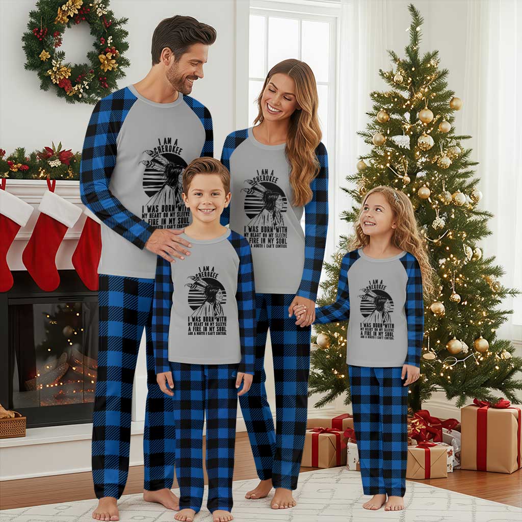 Native American Heritage Pride Gift Plaid Pajama Set I Am A Cherokee Born With Heart On My Sleeve