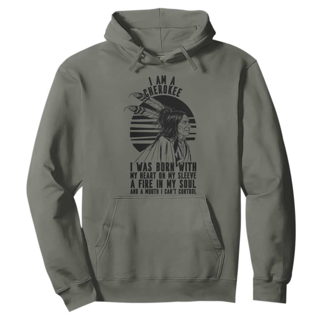 Native American Heritage Pride Gift Hoodie I Am A Cherokee Born With Heart On My Sleeve