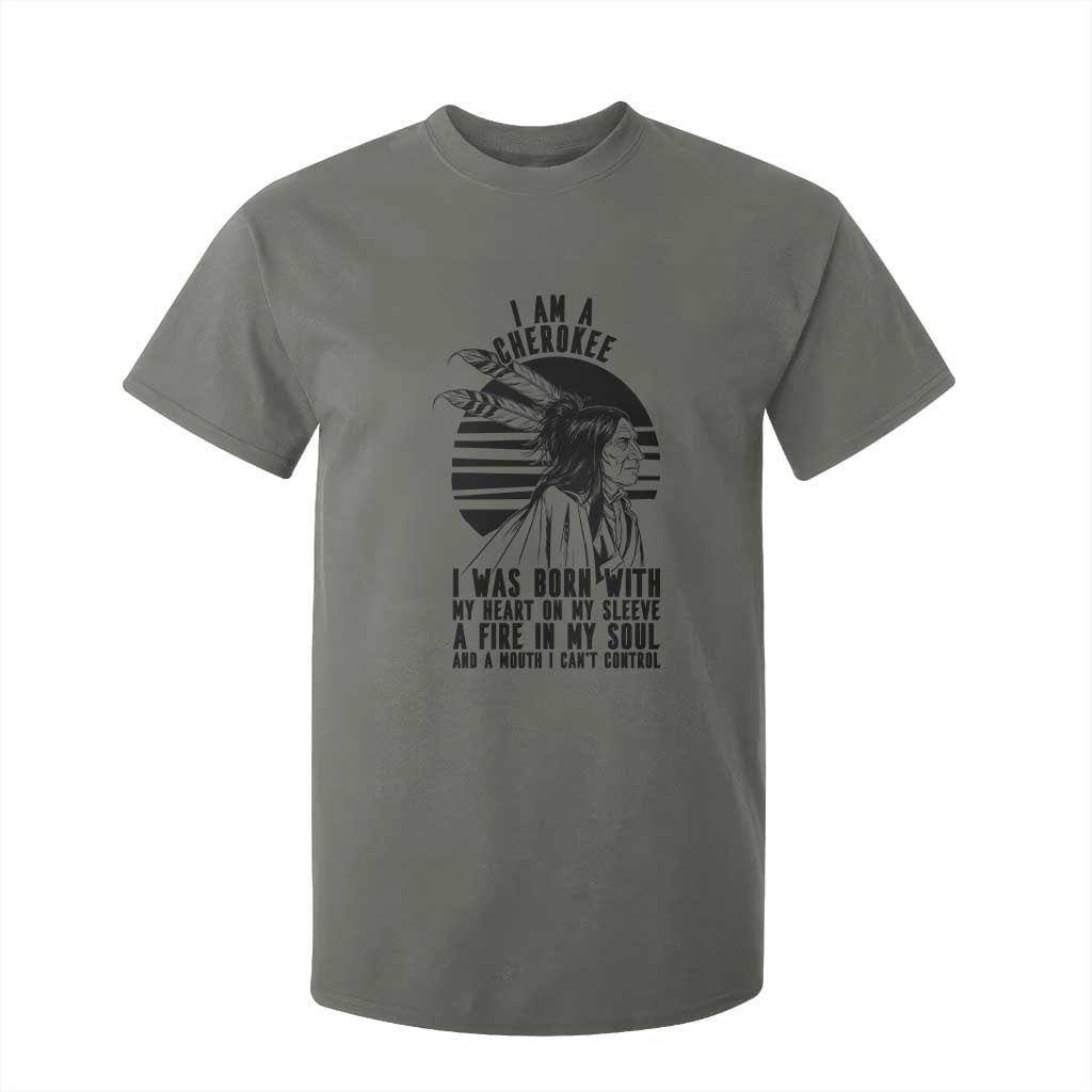 Native American Heritage Pride Gift T Shirt For Kid I Am A Cherokee Born With Heart On My Sleeve