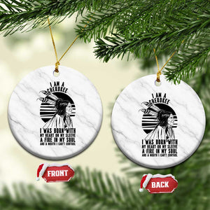 Native American Heritage Pride Gift Ceramic Ornament I Am A Cherokee Born With Heart On My Sleeve