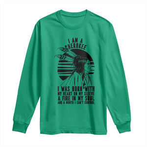 Native American Heritage Pride Gift Long Sleeve Shirt I Am A Cherokee Born With Heart On My Sleeve