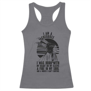Native American Heritage Pride Gift Racerback Tank Top I Am A Cherokee Born With Heart On My Sleeve
