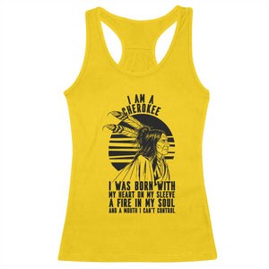 Native American Heritage Pride Gift Racerback Tank Top I Am A Cherokee Born With Heart On My Sleeve