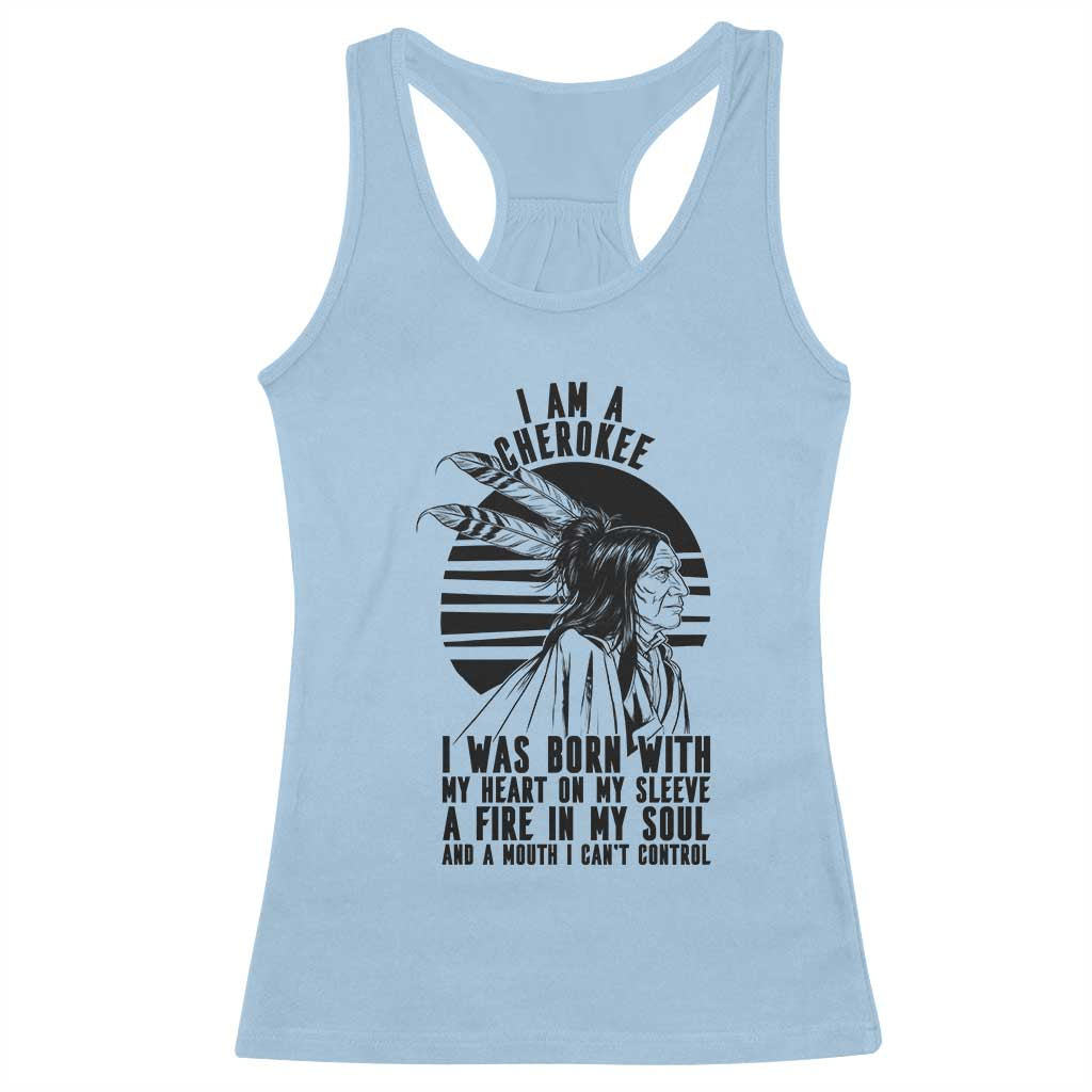Native American Heritage Pride Gift Racerback Tank Top I Am A Cherokee Born With Heart On My Sleeve