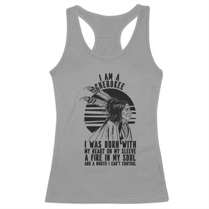 Native American Heritage Pride Gift Racerback Tank Top I Am A Cherokee Born With Heart On My Sleeve