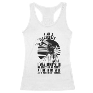 Native American Heritage Pride Gift Racerback Tank Top I Am A Cherokee Born With Heart On My Sleeve