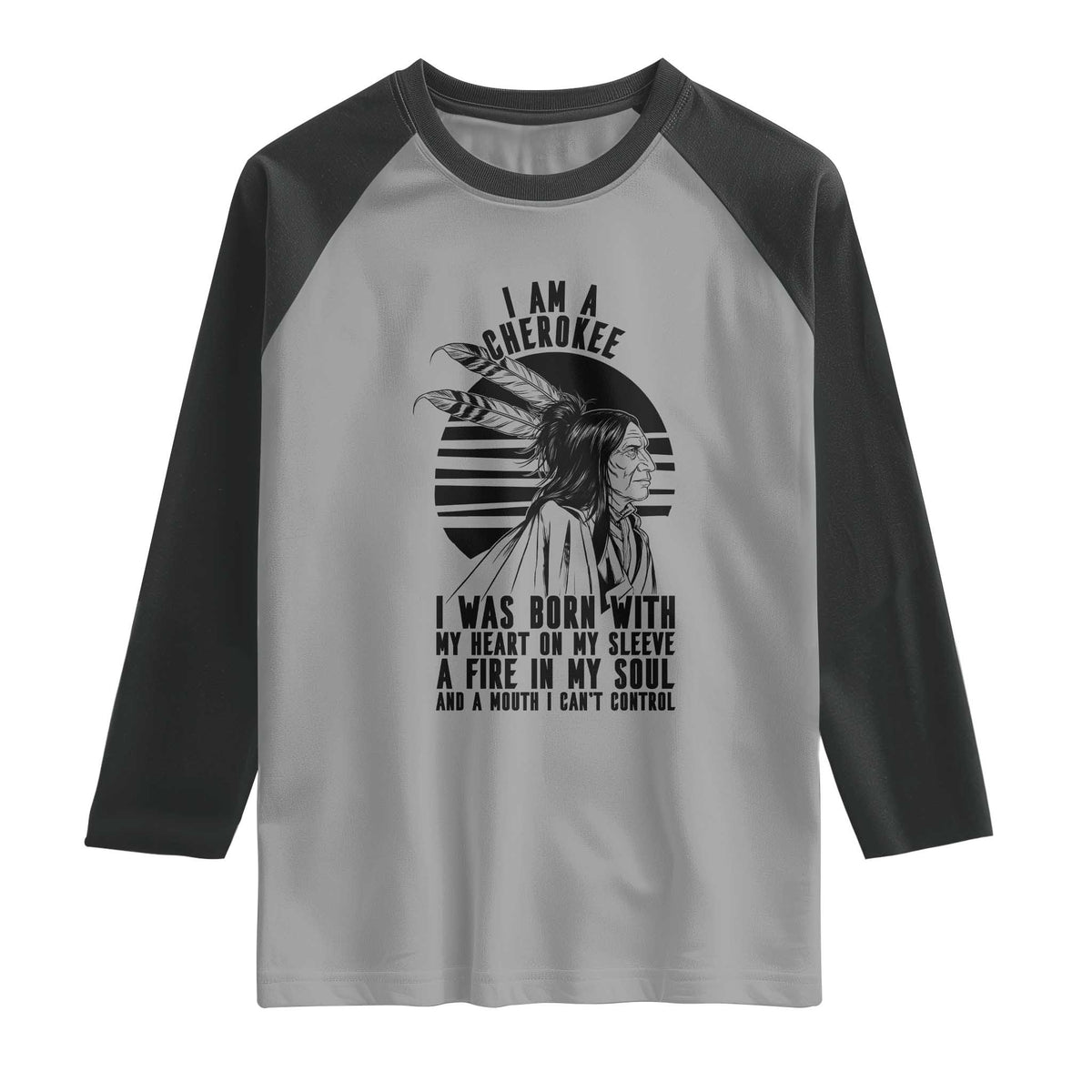 Native American Heritage Pride Gift Raglan Shirt I Am A Cherokee Born With Heart On My Sleeve