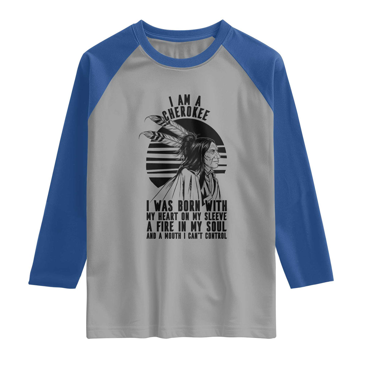 Native American Heritage Pride Gift Raglan Shirt I Am A Cherokee Born With Heart On My Sleeve