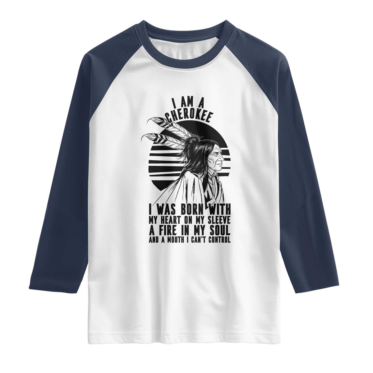 Native American Heritage Pride Gift Raglan Shirt I Am A Cherokee Born With Heart On My Sleeve