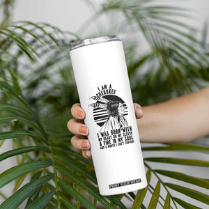 Native American Heritage Pride Gift Skinny Tumbler I Am A Cherokee Born With Heart On My Sleeve