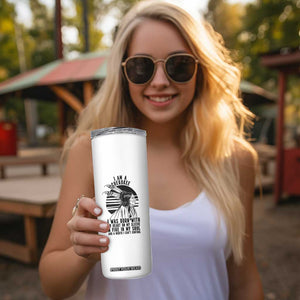 Native American Heritage Pride Gift Skinny Tumbler I Am A Cherokee Born With Heart On My Sleeve