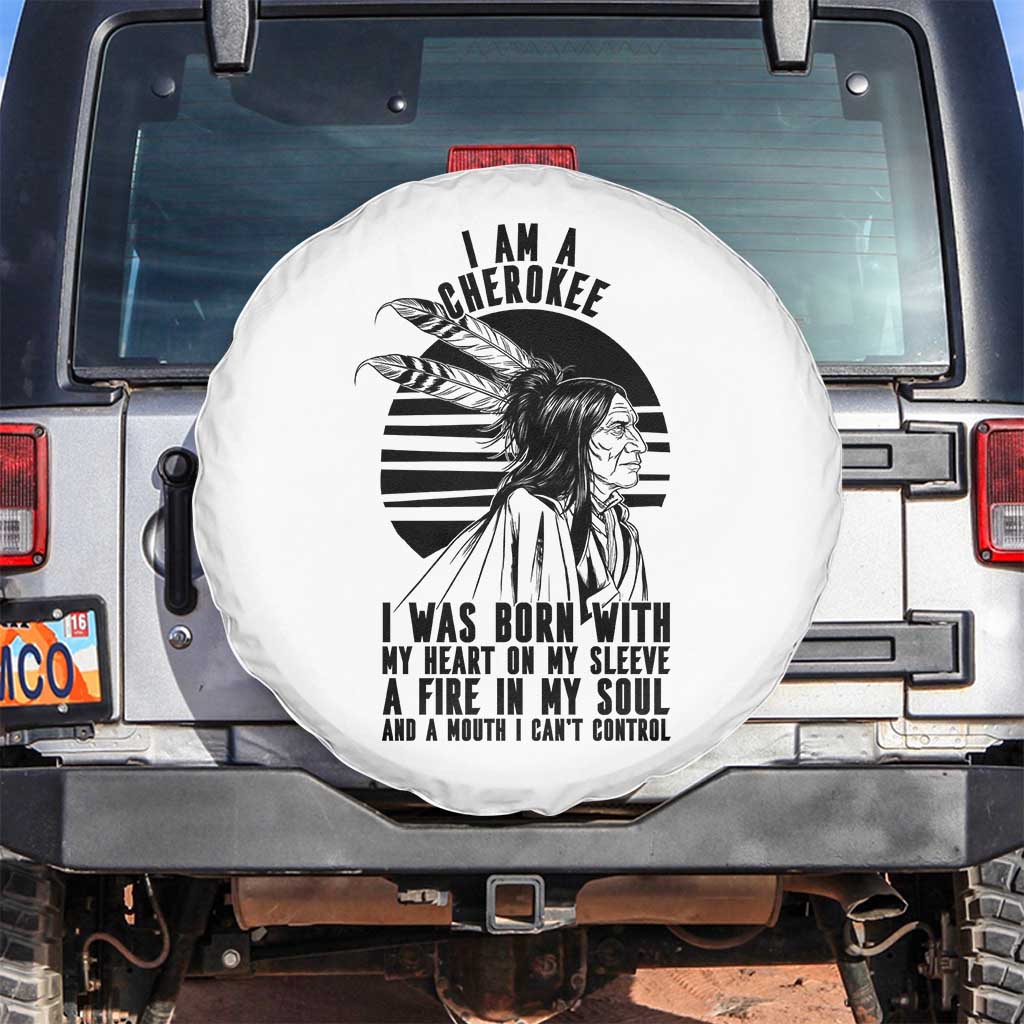 Native American Heritage Pride Gift Spare Tire Cover I Am A Cherokee Born With Heart On My Sleeve