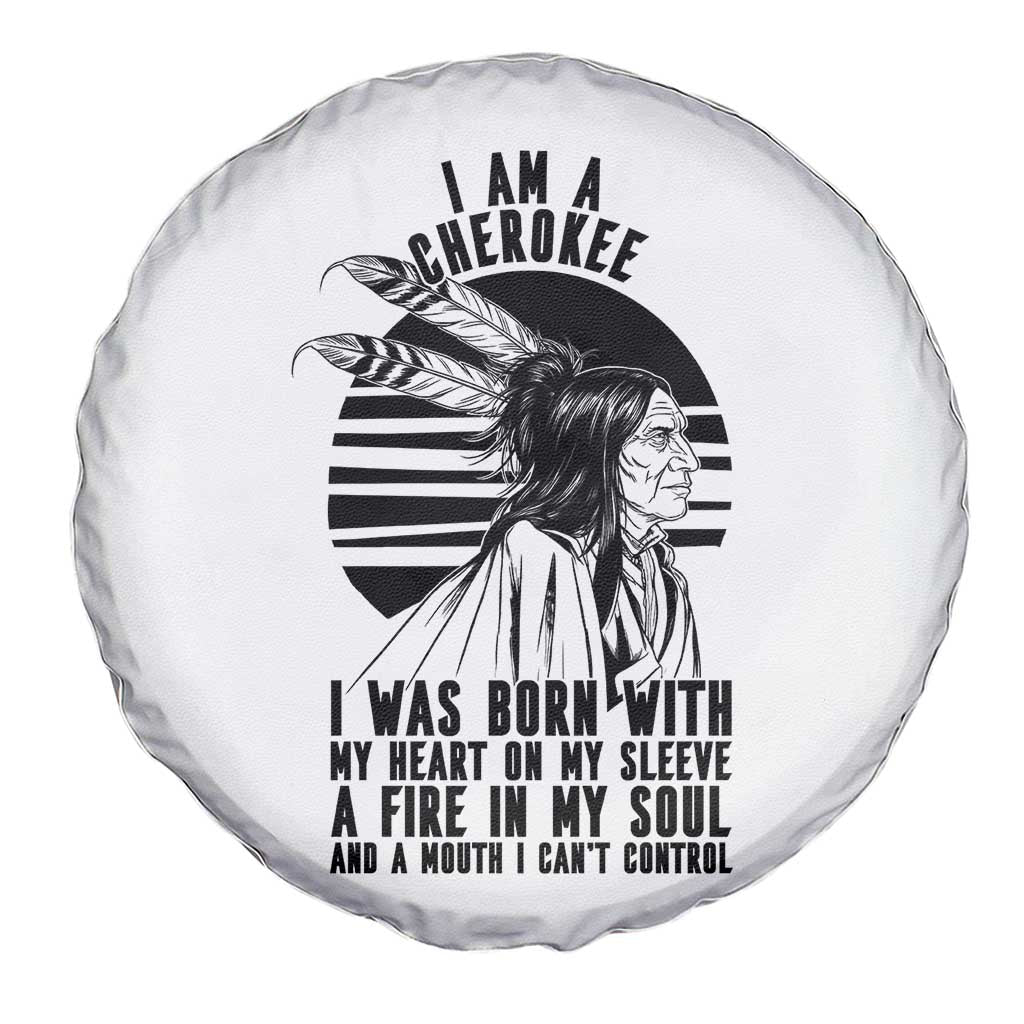 Native American Heritage Pride Gift Spare Tire Cover I Am A Cherokee Born With Heart On My Sleeve