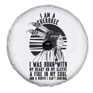 Native American Heritage Pride Gift Spare Tire Cover I Am A Cherokee Born With Heart On My Sleeve