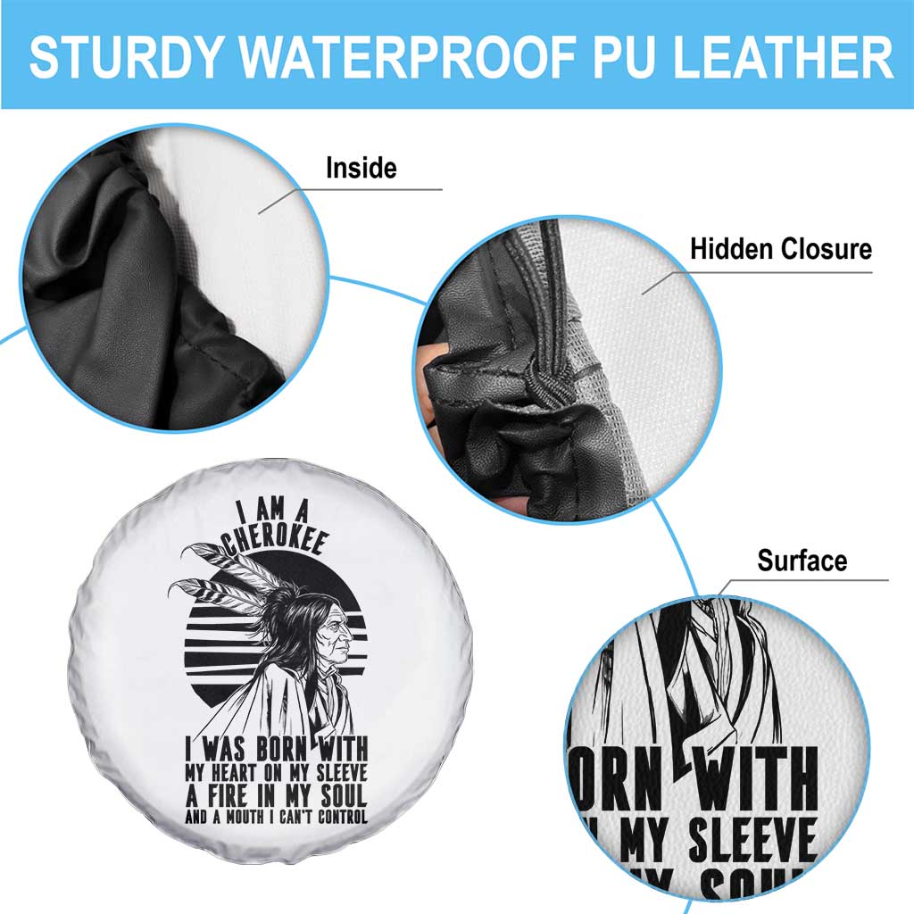 Native American Heritage Pride Gift Spare Tire Cover I Am A Cherokee Born With Heart On My Sleeve