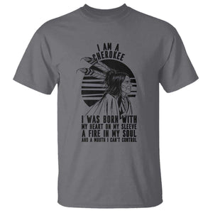 Native American Heritage Pride Gift T Shirt I Am A Cherokee Born With Heart On My Sleeve