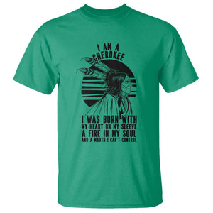 Native American Heritage Pride Gift T Shirt I Am A Cherokee Born With Heart On My Sleeve