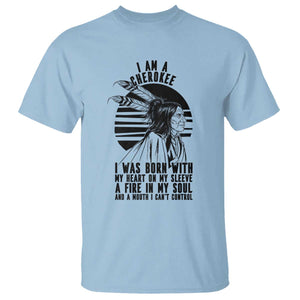 Native American Heritage Pride Gift T Shirt I Am A Cherokee Born With Heart On My Sleeve