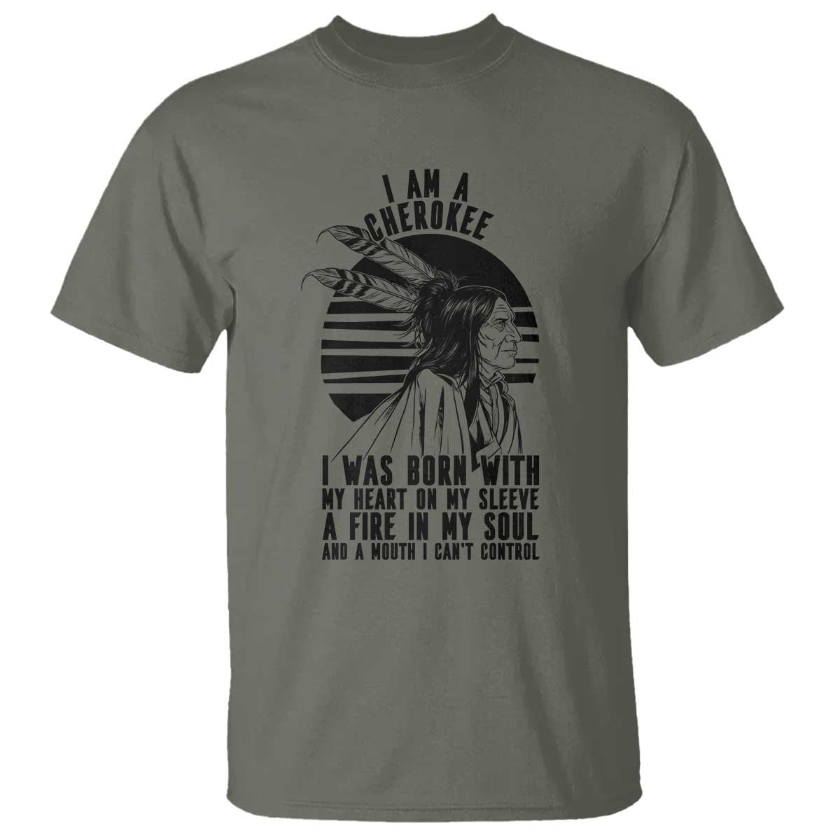 Native American Heritage Pride Gift T Shirt I Am A Cherokee Born With Heart On My Sleeve