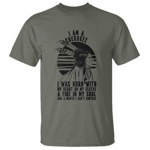 Native American Heritage Pride Gift T Shirt I Am A Cherokee Born With Heart On My Sleeve