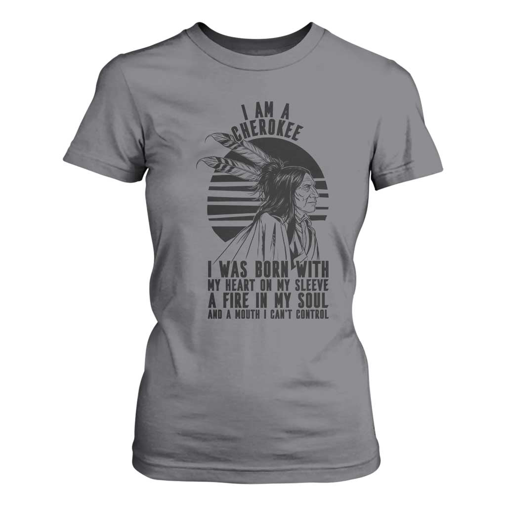 Native American Heritage Pride Gift T Shirt For Women I Am A Cherokee Born With Heart On My Sleeve