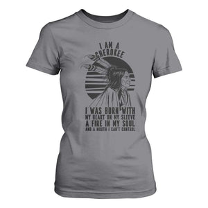 Native American Heritage Pride Gift T Shirt For Women I Am A Cherokee Born With Heart On My Sleeve