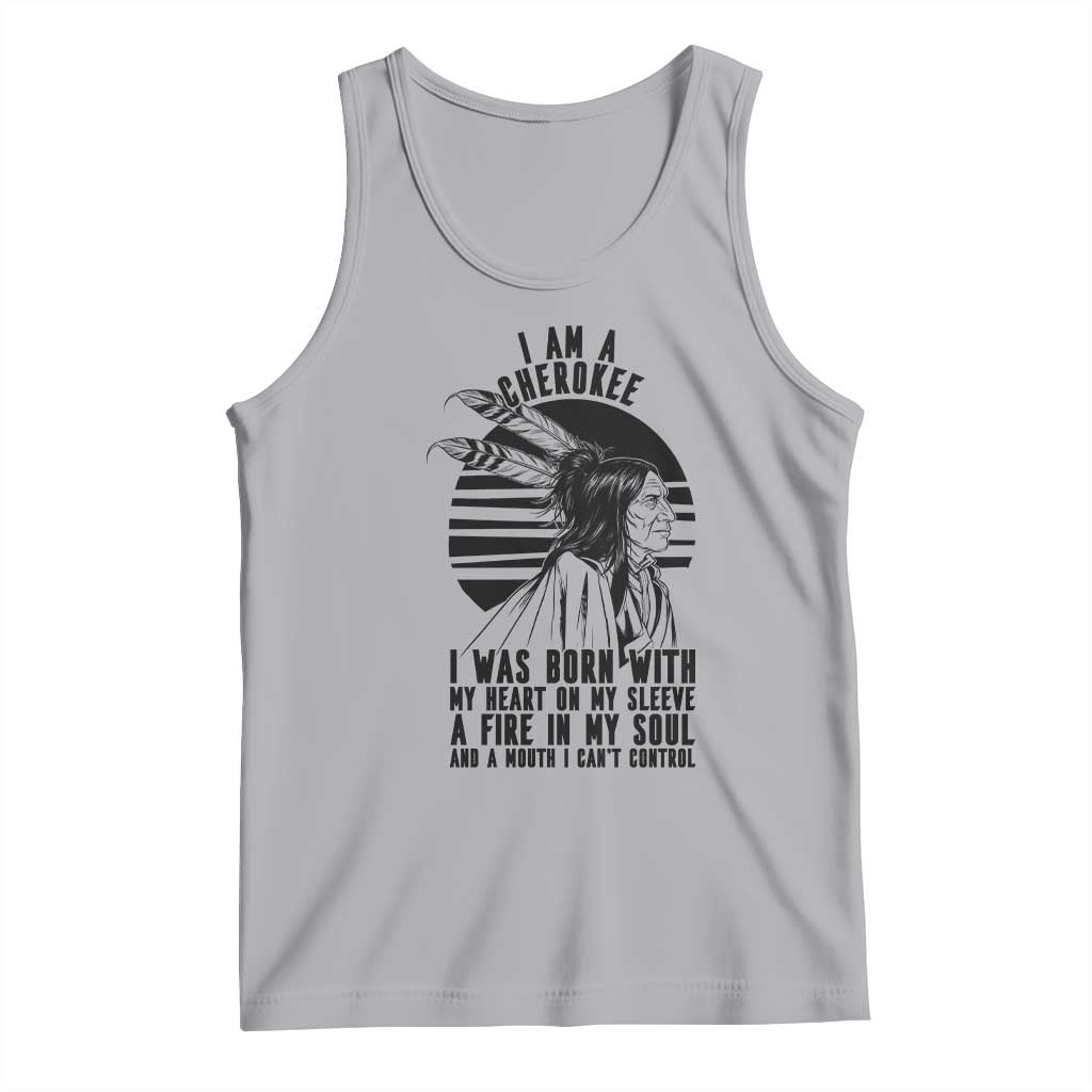 Native American Heritage Pride Gift Tank Top I Am A Cherokee Born With Heart On My Sleeve