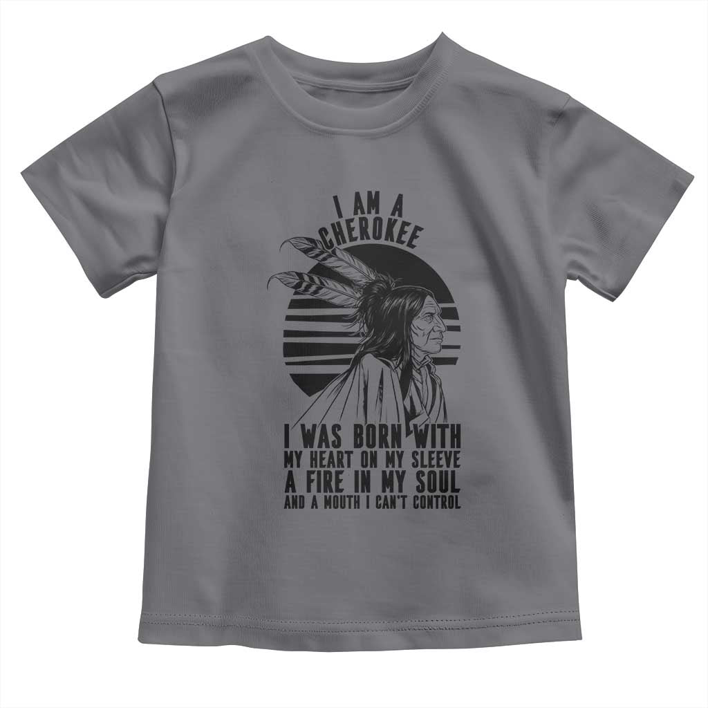 Native American Heritage Pride Gift Toddler T Shirt I Am A Cherokee Born With Heart On My Sleeve