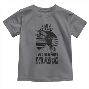 Native American Heritage Pride Gift Toddler T Shirt I Am A Cherokee Born With Heart On My Sleeve