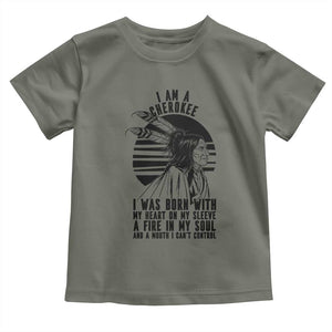 Native American Heritage Pride Gift Toddler T Shirt I Am A Cherokee Born With Heart On My Sleeve